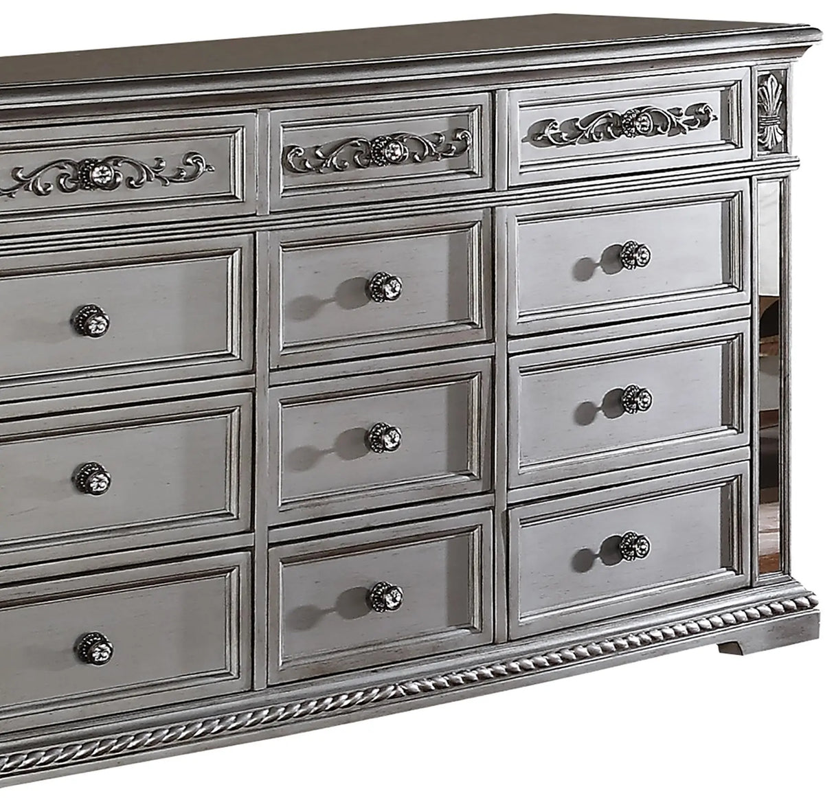 Pamela Transitional Style Dresser in Silver finish Wood - Home Elegance USA