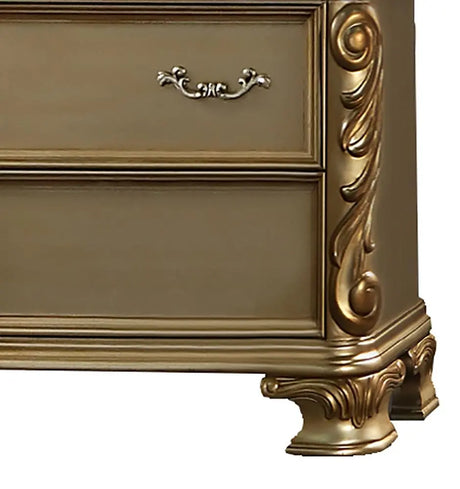 Miranda Transitional Style Chest In Gold Finish Wood | Cosmos