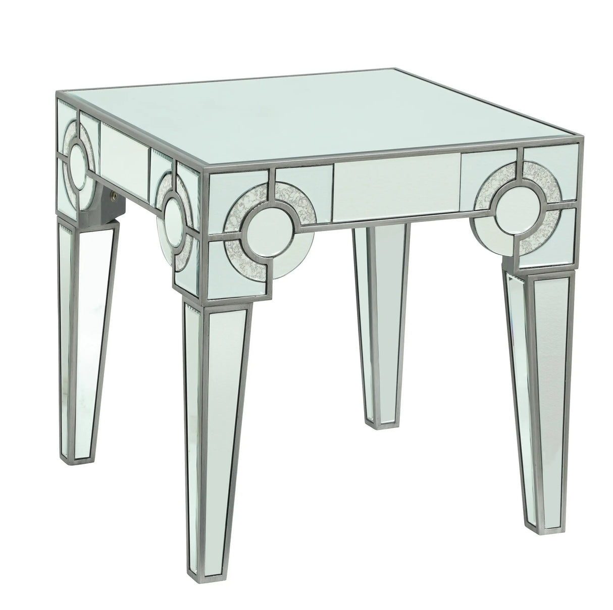 Zoe Modern Style Glass End Table with Silver fiinish - Home Elegance USA