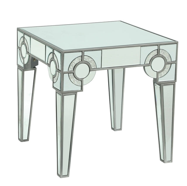 Zoe Modern Style Glass End Table with Silver fiinish - Home Elegance USA