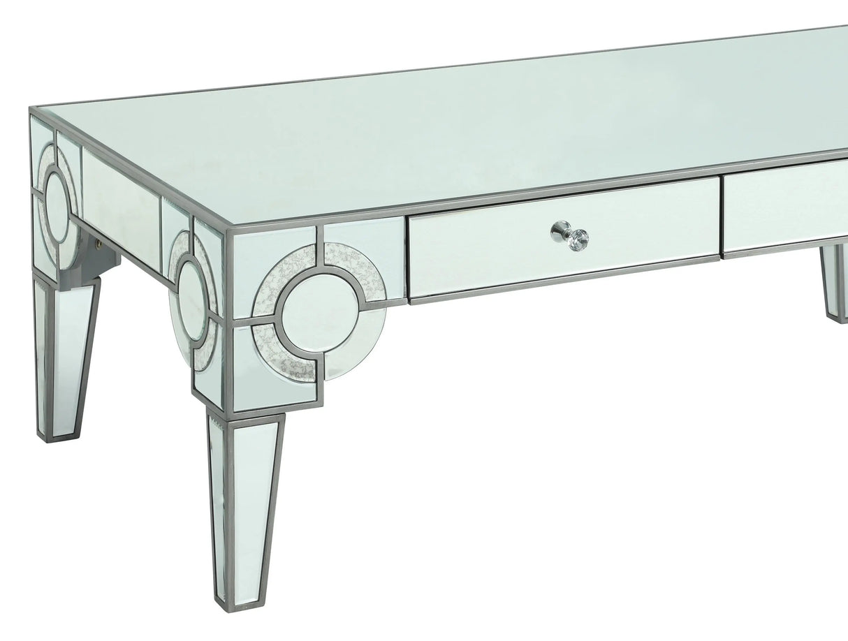 Zoe Modern Style Glass Coffee Table with Silver fiinish - Home Elegance USA
