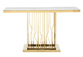 Pandora Modern Style Marble Console Table With Metal Base | Cosmos