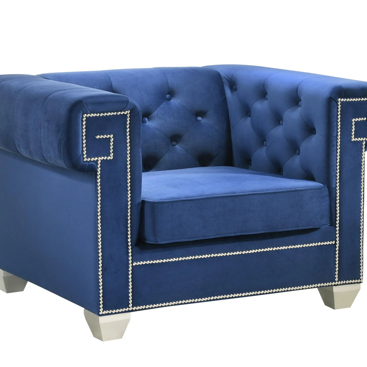 Clover Modern Style Blue Chair With Steel Legs | Cosmos. – Home ...
