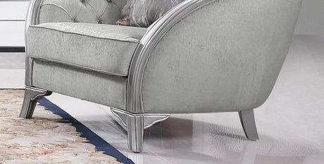 Natalia Transitional Style Chair In Silver Finish Wood | Cosmos