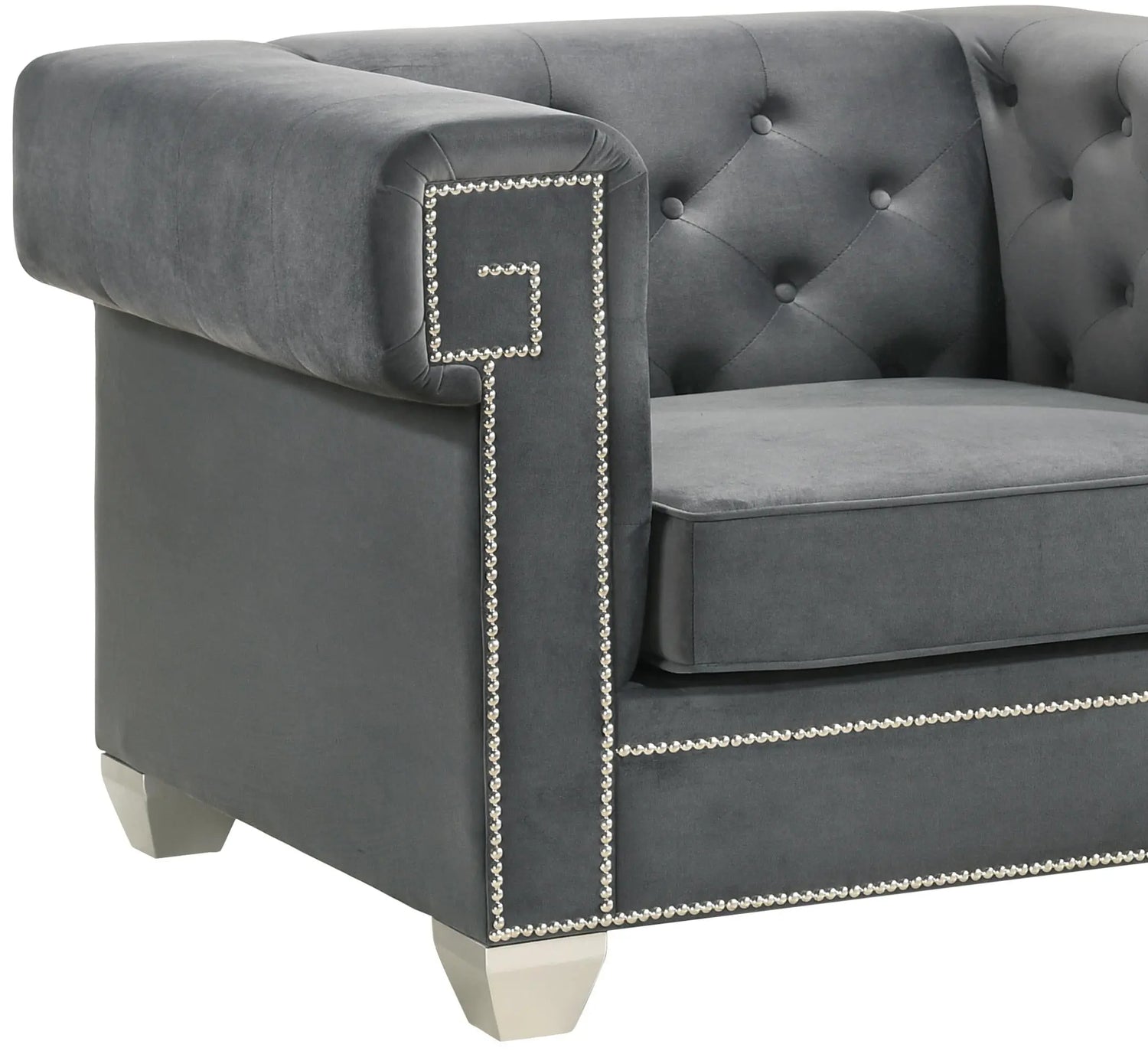 Clover Modern Style Gray Chair with Steel Legs - Home Elegance USA
