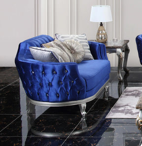 Skylar Transitional Style Loveseat In Silver Finish Wood | Cosmos