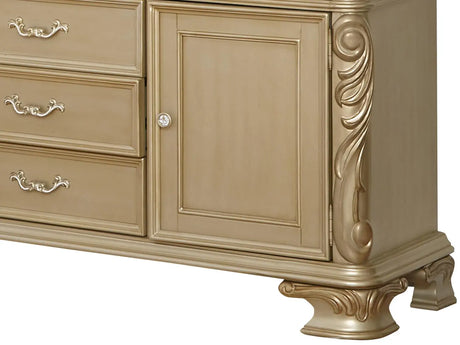 Miranda Transitional Style Dining Buffet In Gold Finish Wood | Cosmos
