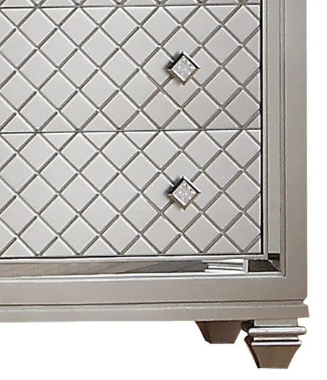 Shiney Contemporary Style Chest In Silver Finish Wood | Cosmos