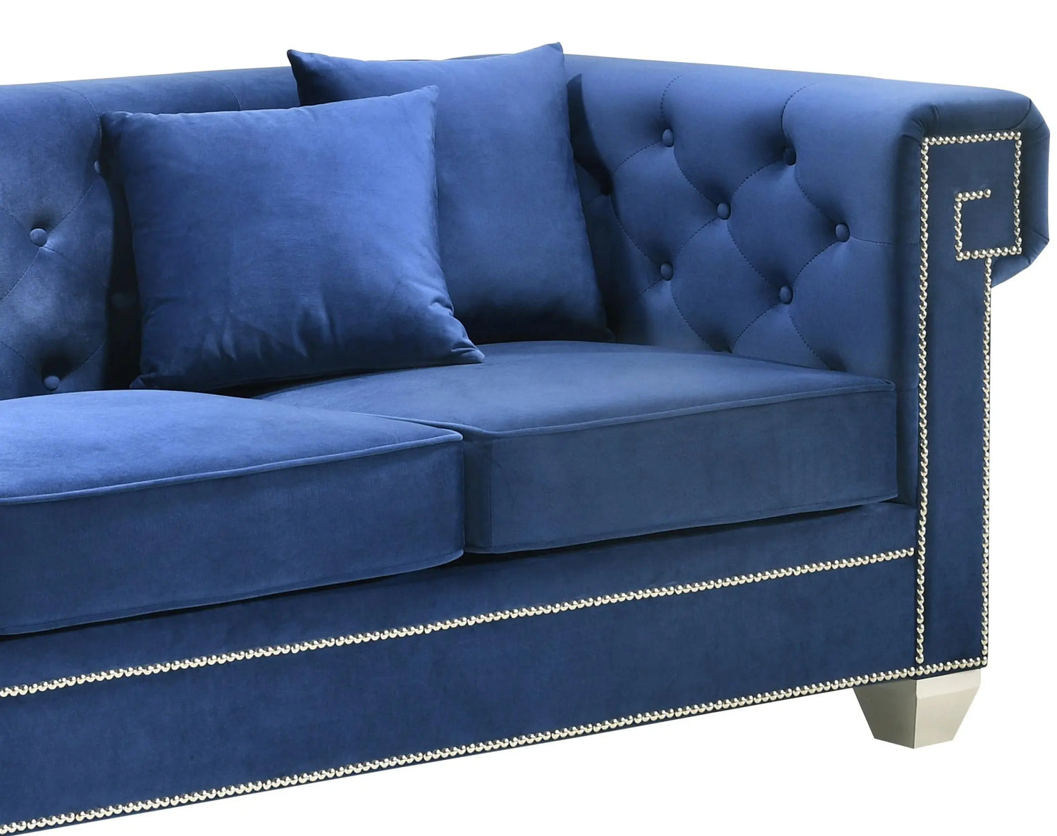 Clover Modern Style Blue Loveseat with Steel Legs - Home Elegance USA