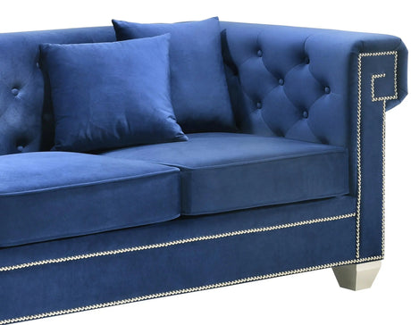 Clover Modern Style Blue Loveseat With Steel Legs | Cosmos