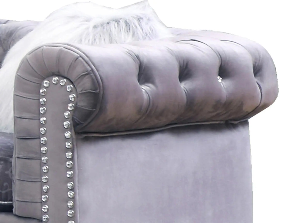 Sahara Modern Style Gray Loveseat with Acrylic legs - Home Elegance USA
