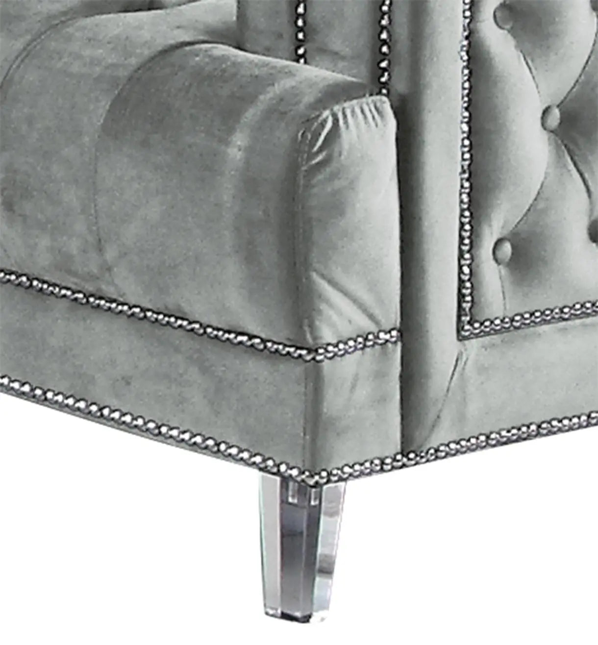 Kendel Silver Modern Style Gray Loveseat with Acrylic Legs - Home Elegance USA