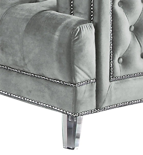 Kendel Silver Modern Style Gray Loveseat With Acrylic Legs | Cosmos