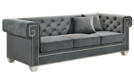 Clover Modern Style Gray Sofa with Steel Legs - Home Elegance USA