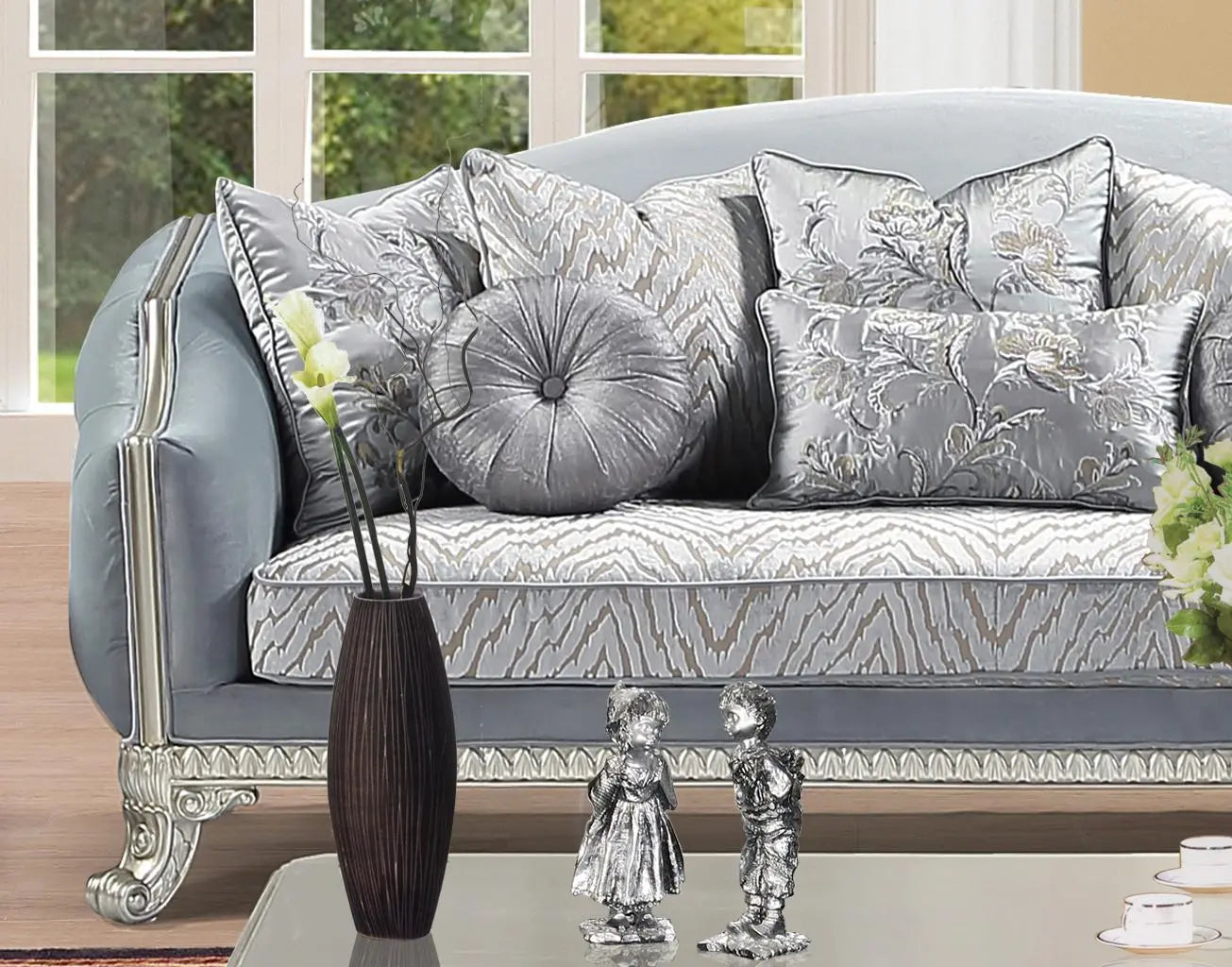 Venus Transitional Style Loveseat in Silver finish Wood - Home Elegance USA