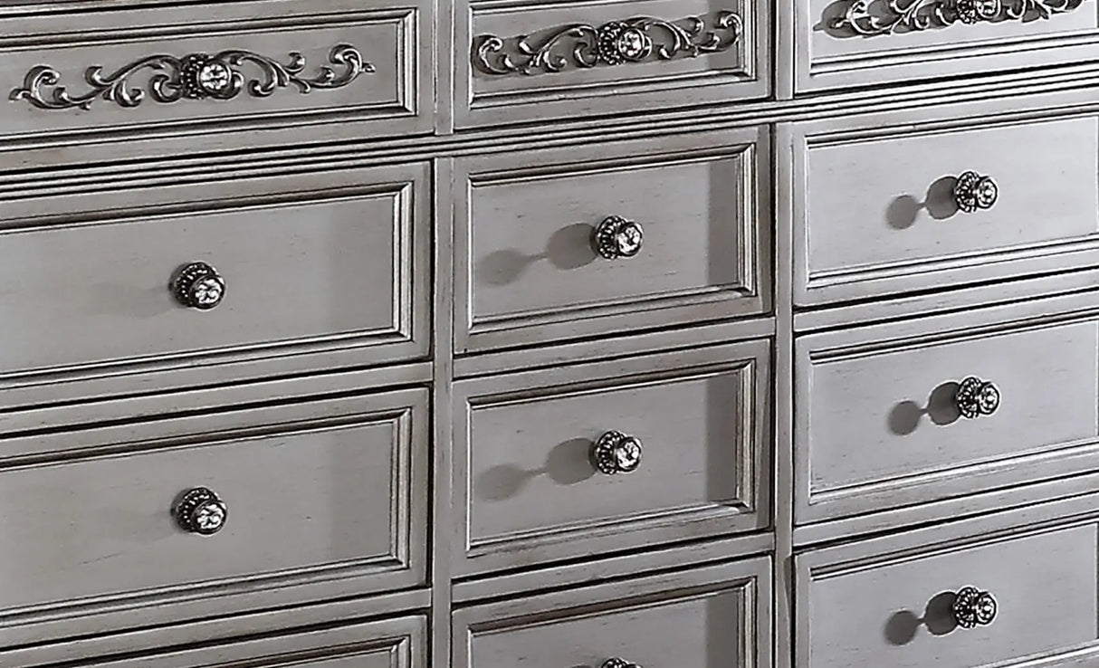 Pamela Transitional Style Dresser in Silver finish Wood - Home Elegance USA