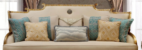 Majestic Transitional Style Loveseat In Gold Finish Wood | Cosmos