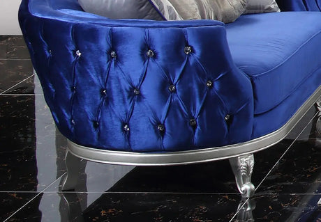 Skylar Transitional Style Loveseat In Silver Finish Wood | Cosmos
