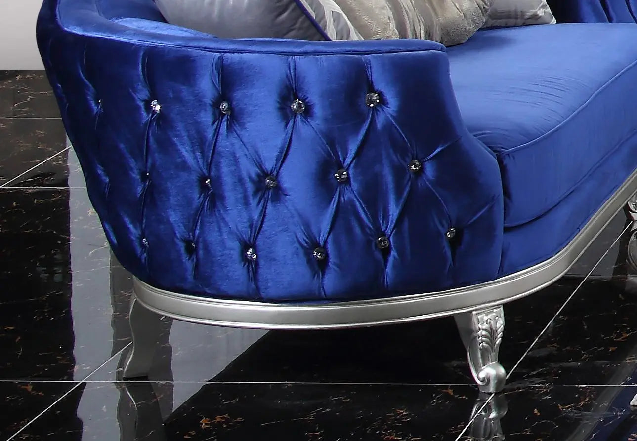 Skylar Transitional Style Sofa in Silver finish Wood - Home Elegance USA