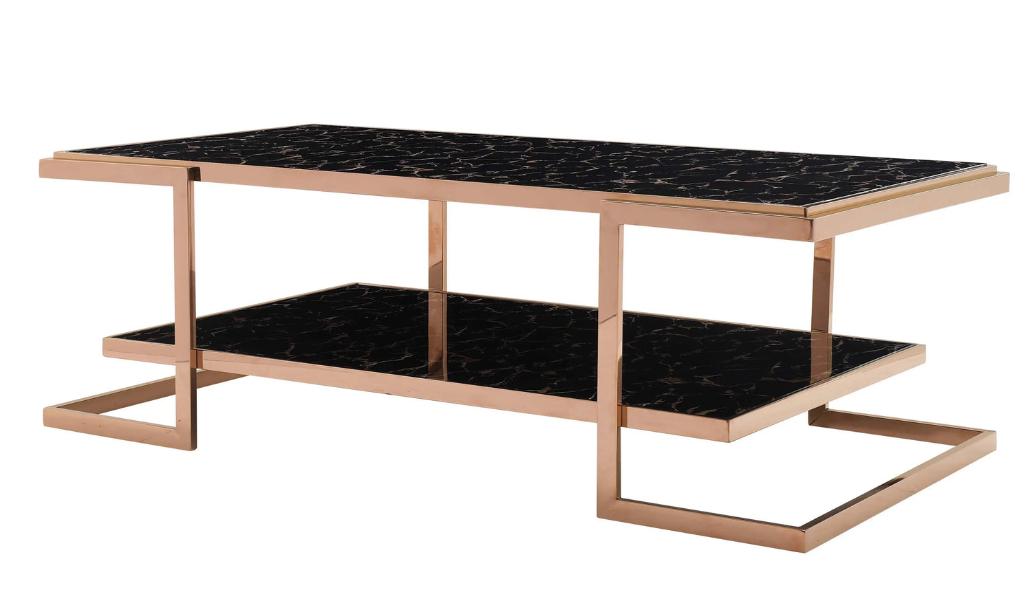 Tahira Modern Style Marble Coffee Table with Metal Base - Home Elegance USA