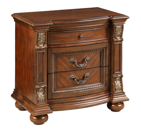 Viviana Traditional Style Nightstand in Caramel finish Wood - Home Elegance USA