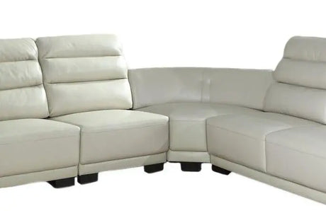 Orchid White Sectional In Faux Leather | Cosmos
