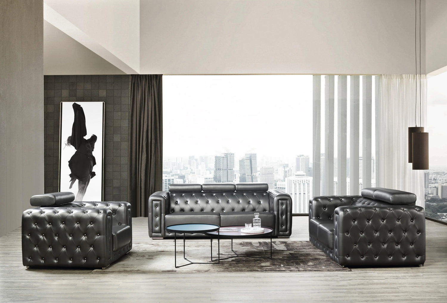 Charlise Modern Style Silver Loveseat in Faux Leather - Home Elegance USA