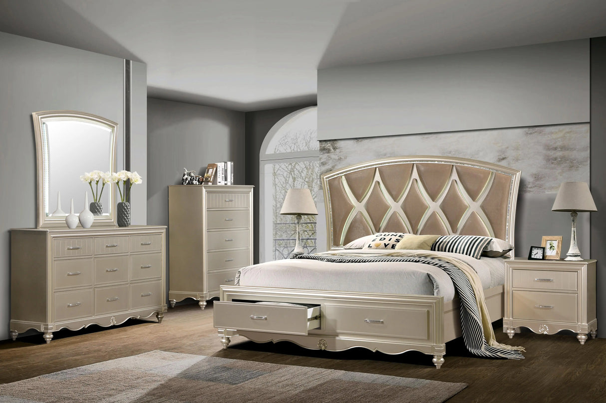 Faisal Transitional Style Chest in Champagne finish Wood - Home Elegance USA