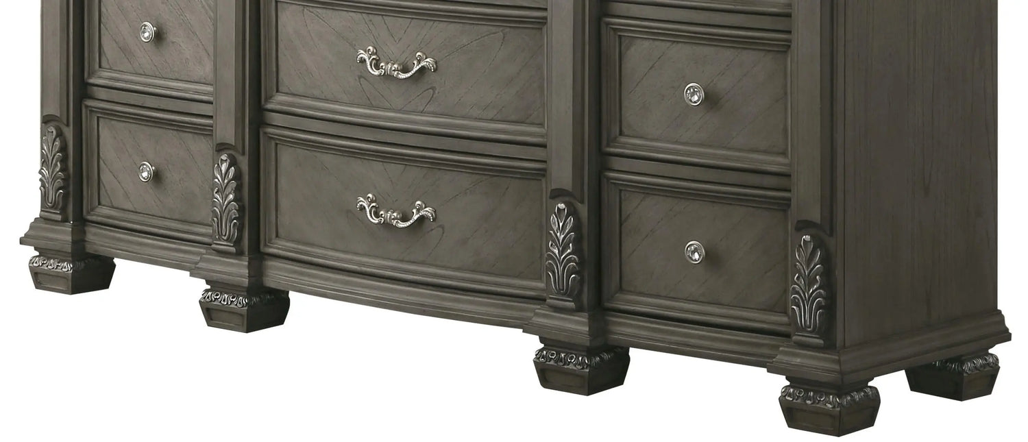 Silvy Transitional Style Dresser in Gray finish Wood - Home Elegance USA