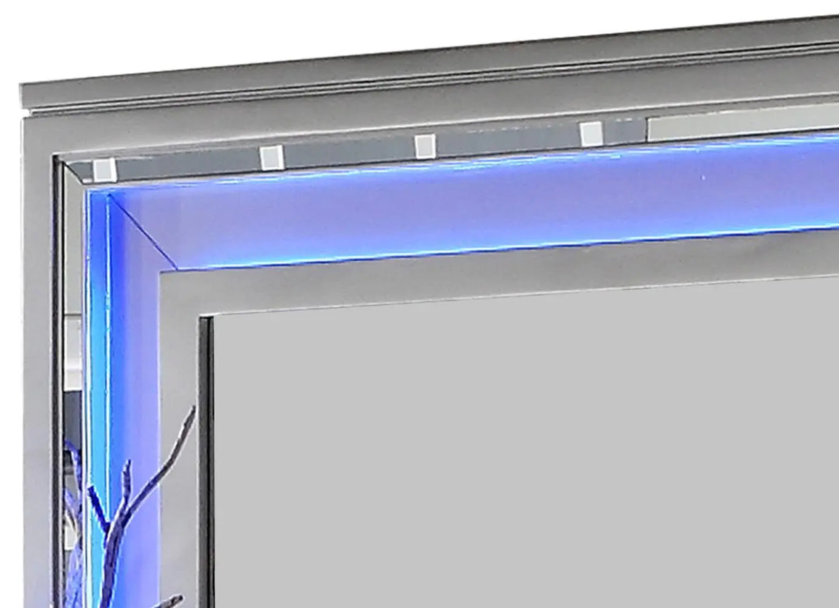 Shiney Contemporary Style Mirror in Silver finish Wood - Home Elegance USA