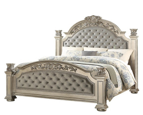 Platinum Traditional Style King Bed In Gold Finish Wood | Cosmos