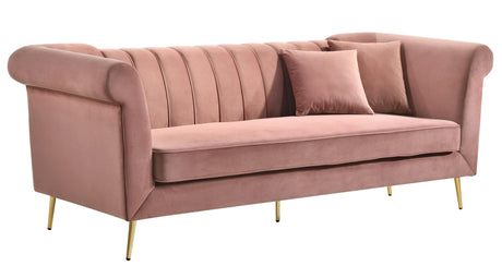 Lexington Transitional Style Coral Sofa with Gold Finish - Home Elegance USA