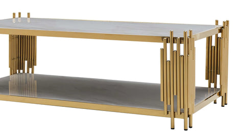 Lawrence Modern Style Marble Coffee Table With Metal Base | Cosmos