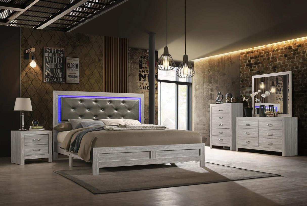 Yasmine White Modern Style Chest in Gray finish Wood - Home Elegance USA