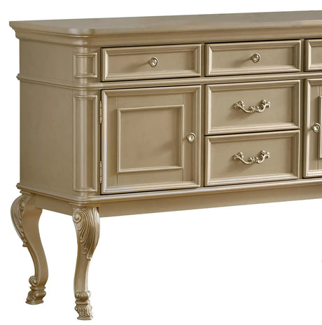 Miranda Transitional Style Dining Server In Gold Finish Wood | Cosmos