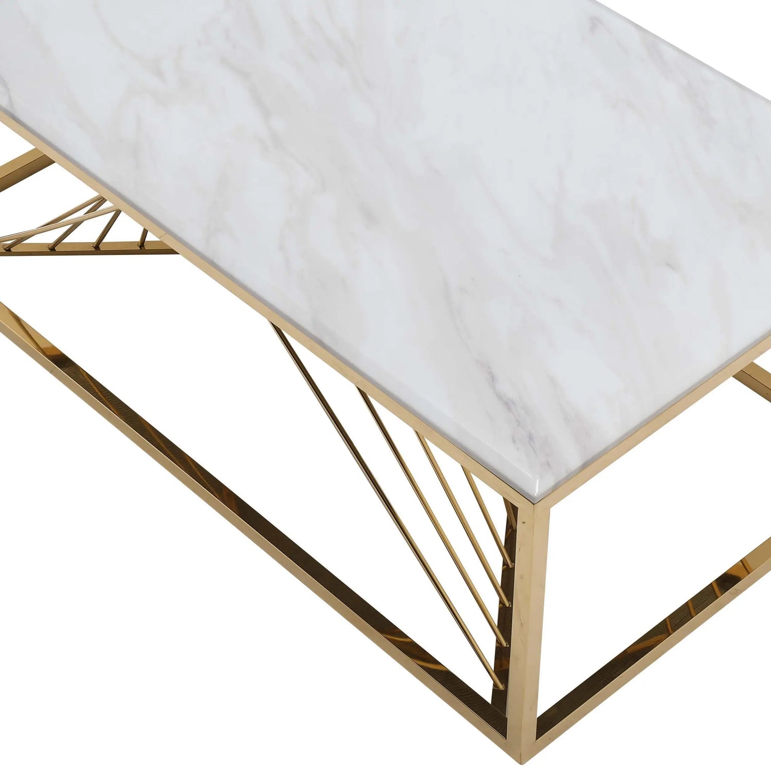 Samira Modern Style Marble Coffee Table with Metal Base - Home Elegance USA