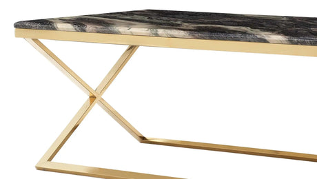 Ara Modern Style Marble Coffee Table With Metal Base | Cosmos
