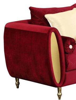 Ruby Modern Style Red Chair With Gold Finish | Cosmos