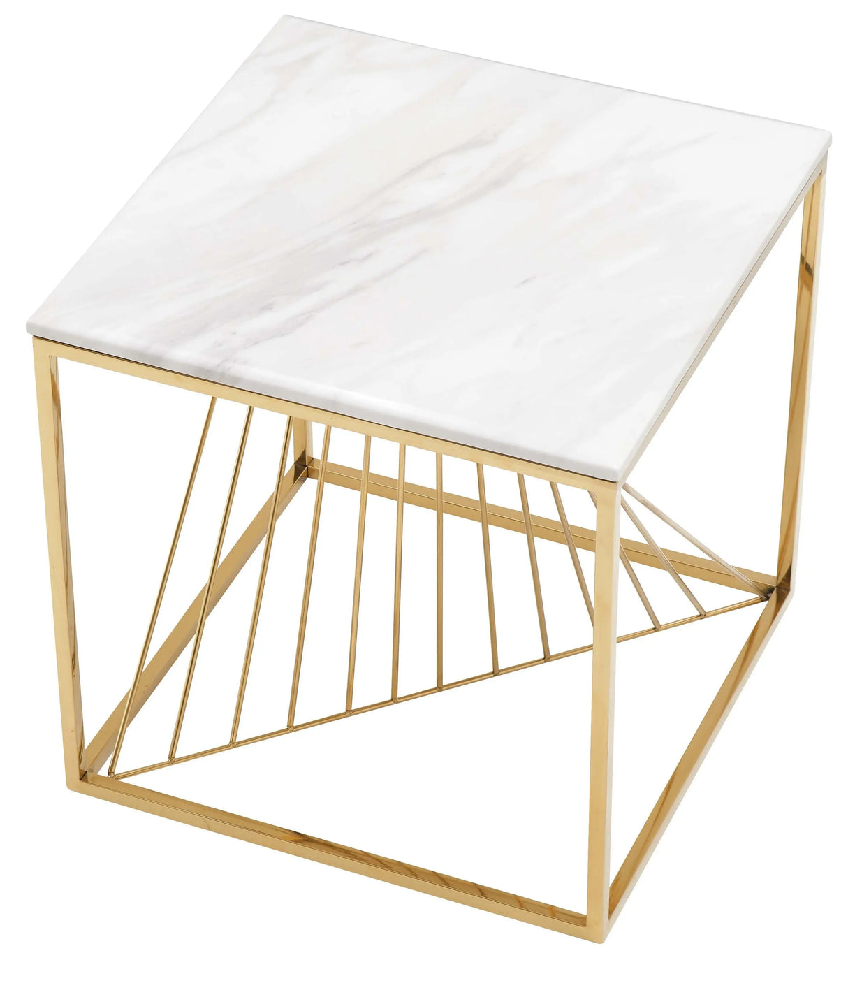 Halina Modern Style Marble End Table with Metal Base - Home Elegance USA