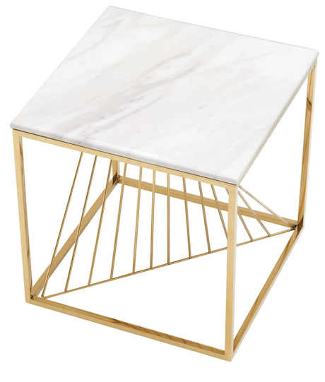 Halina Modern Style Marble End Table With Metal Base | Cosmos
