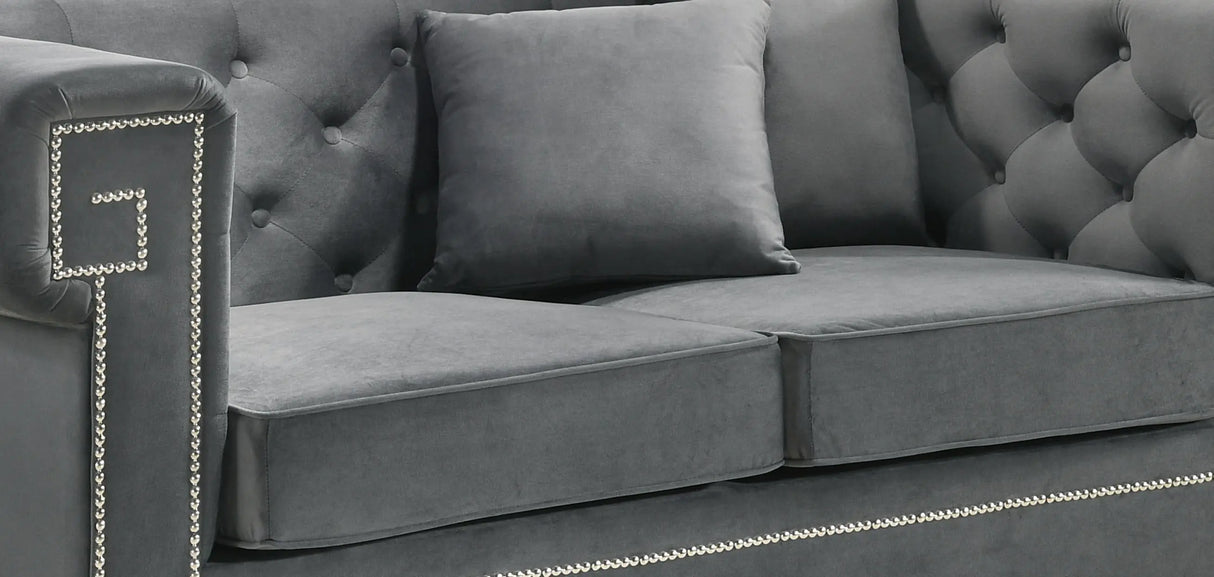 Clover Modern Style Gray Loveseat with Steel Legs - Home Elegance USA