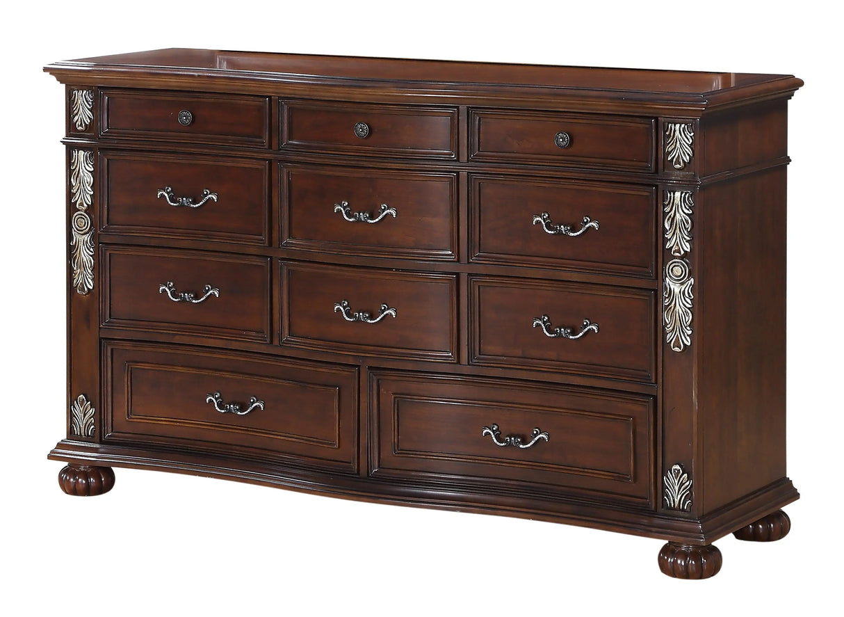 Rosanna Traditional Style Dresser in Cherry finish Wood - Home Elegance USA