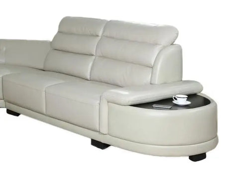 Orchid White Sectional In Faux Leather | Cosmos