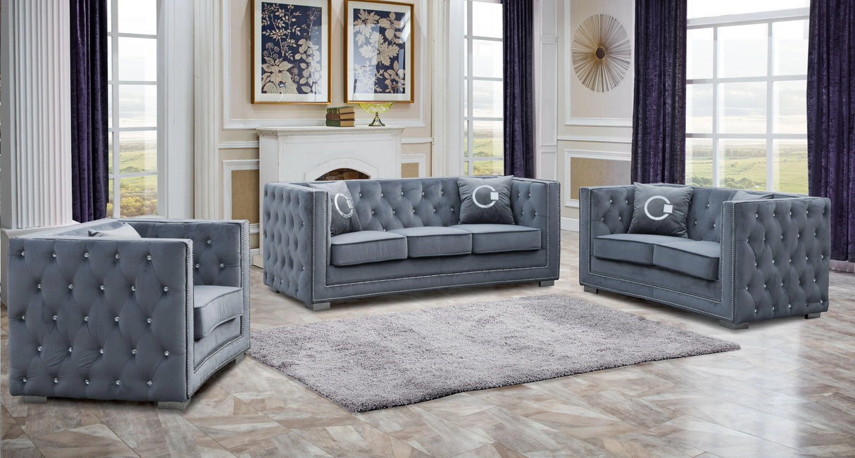 Zion Modern Style Gray Loveseat with Steel legs - Home Elegance USA