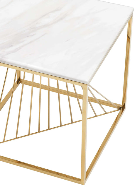 Halina Modern Style Marble End Table With Metal Base | Cosmos