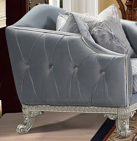 Venus Transitional Style Chair In Silver Finish Wood | Cosmos