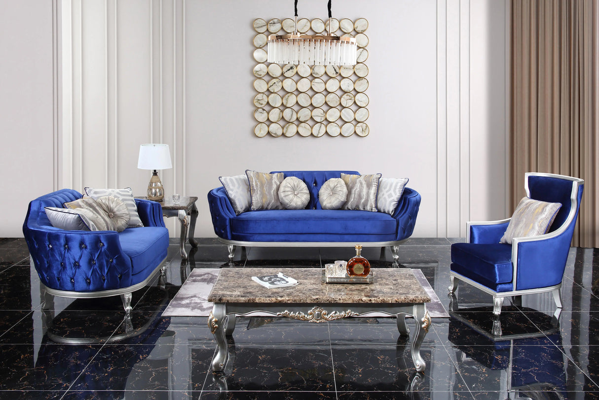 Skylar Transitional Style Sofa in Silver finish Wood - Home Elegance USA