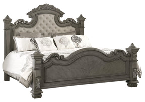Silvy Transitional Style Queen Bed In Gray Finish Wood | Cosmos