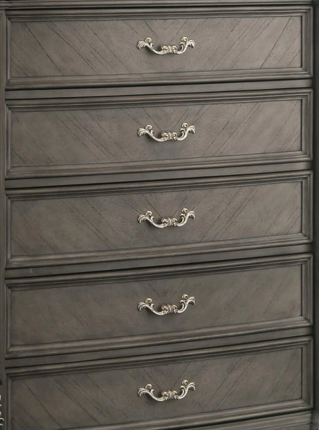 Silvy Transitional Style Chest In Gray Finish Wood | Cosmos