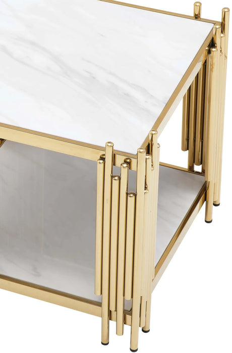 Jaden Modern Style Marble End Table With Metal Base | Cosmos